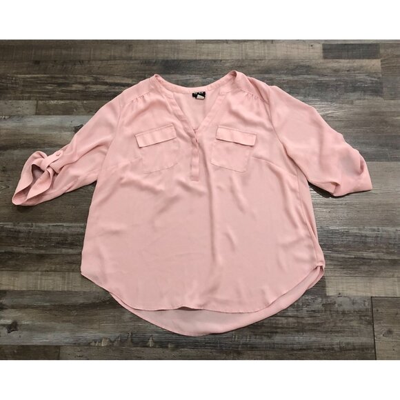 Torrid Harper Georgette Pullover 3/4 Sleeve Blouse Womens 1X Light Pink - Picture 1 of 5